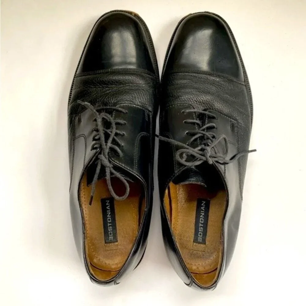 Bostonian Men’s Round Toe Leather Dress Shoes Black 10.5M Oxford 22461
